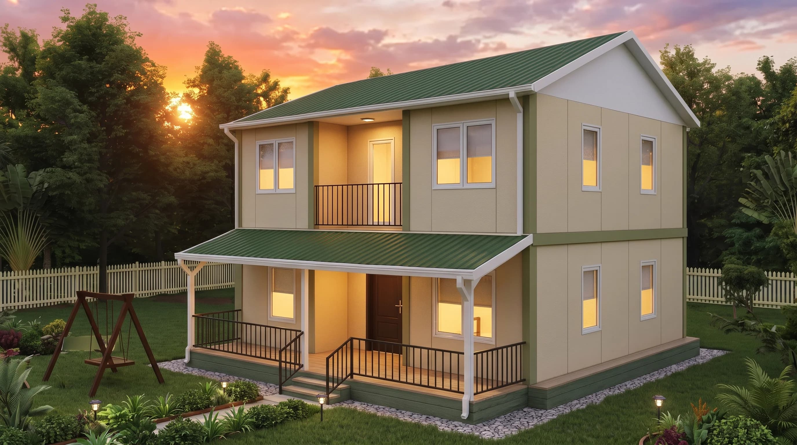 Verandalı & Balkonlu Çift Katlı Dubleks Çelik Ev