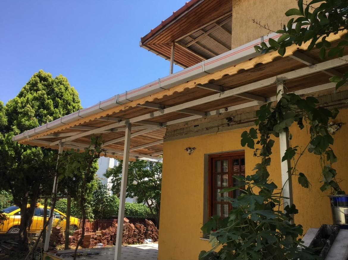 kentsoy çelik ahşap ve membran sundurma çatı projesi